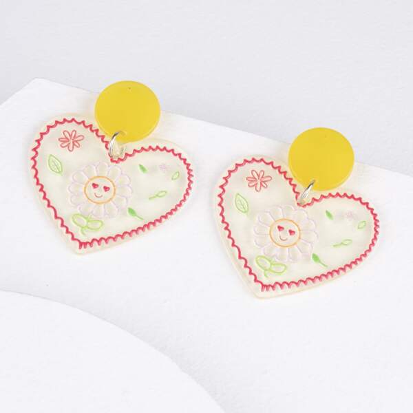 

Heart Drop Earrings, Yellow