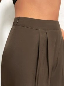 高腰闊腿褲 - 摩卡棕 - 查看 6