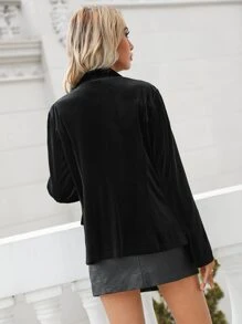 Blazer de terciopelo unicolor - Negro - Ver 2