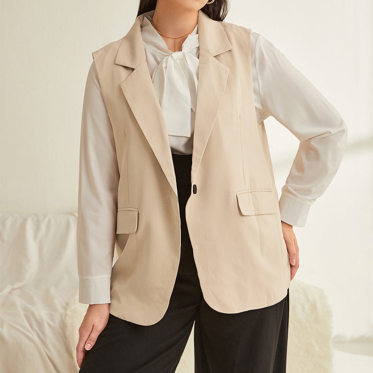 размера плюс Жилет-пиджак