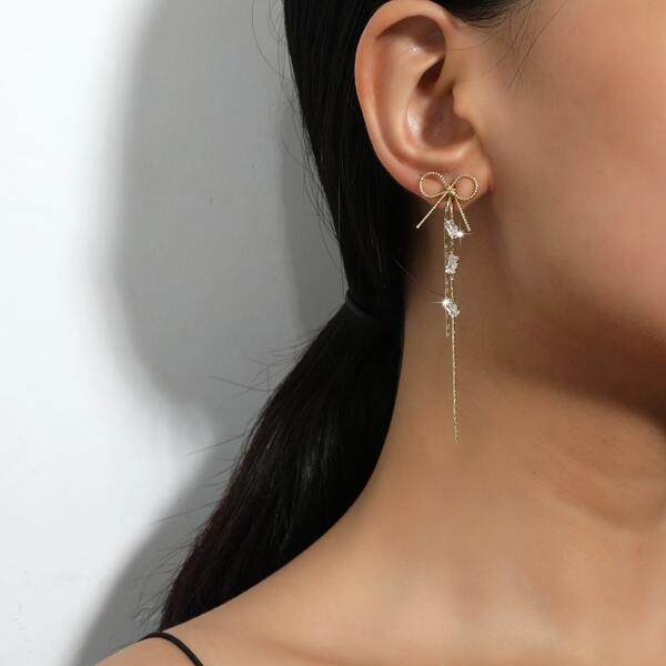 

Bow Knot Decor Earrings, Gold