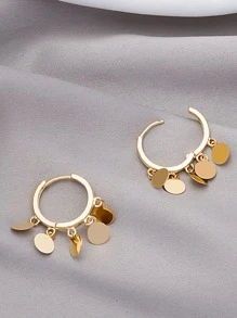 Disc Drop Earrings - Yellow Gold - View 2