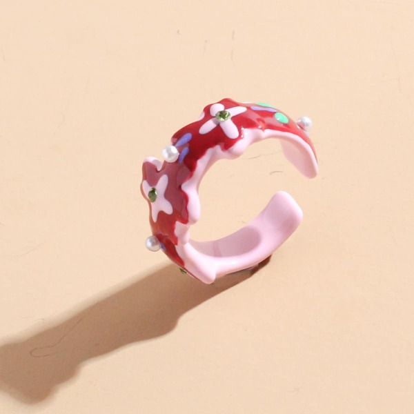 

Rhinestone Decor Cuff Ring, Multicolor