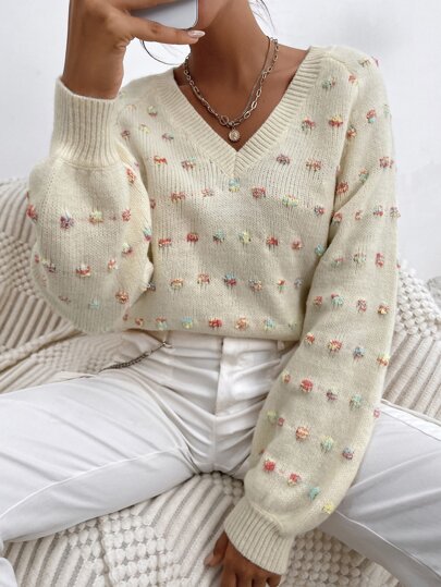 Dot Pattern Raglan Sleeve Sweater