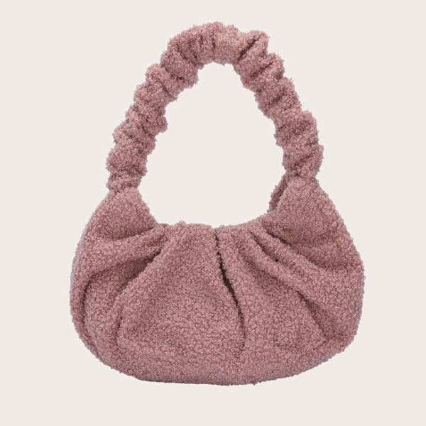 

Minimalist Fluffy Ruched Bag, Pink