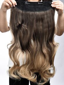 24 Inch Synthetic Wavy Hair Extension Clip-in Pieces, Heat-resistant Fiber, With 4 Clips - Ombre - View 2