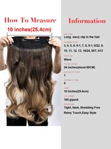 24 Inch Synthetic Wavy Hair Extension Clip-in Pieces, Heat-resistant Fiber, With 4 Clips - Ombre - View 3
