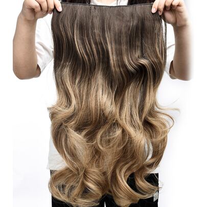 Pezzi clip-in per extension sintetiche per capelli ondulati da 24 pollici, fibra resistente al calore, con 4 clip