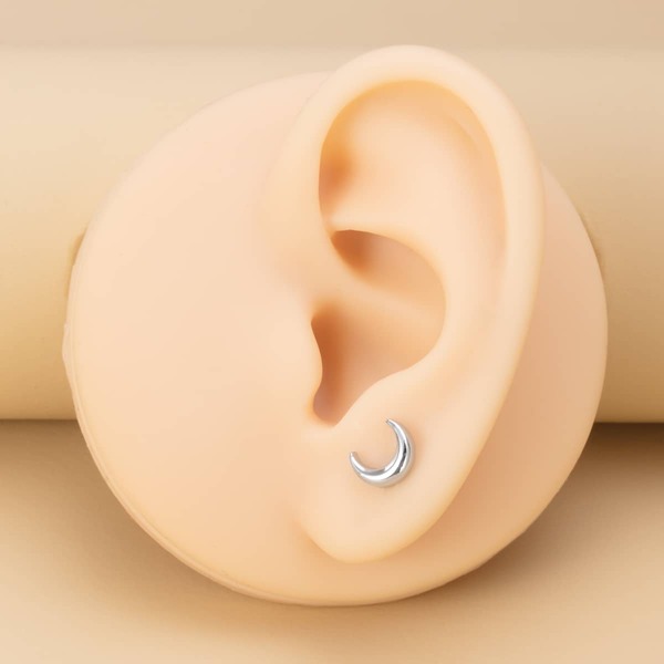 

1pc Moon Decor Stud Earring, Silver