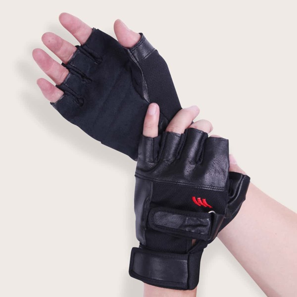 

1pair Half-finger Riding Gloves, Black