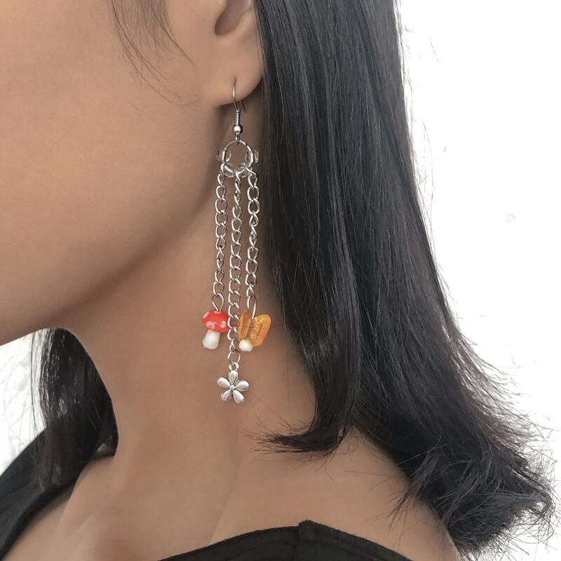 

Mushroom & Flower Decor Drop Earrings, Multicolor