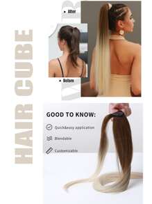 HAIRCUBE 马尾接发，26英寸长直马尾接发，女士耐热合成假发 - 漸層 - 查看 4