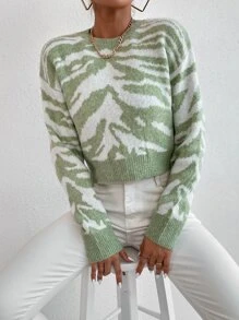 SHEIN Essnce Tiger Striped Crop Jumper - Multicolor - View 1