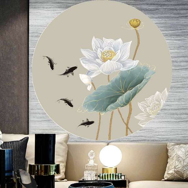 

Lotus Print Cross Stitch, Multicolor