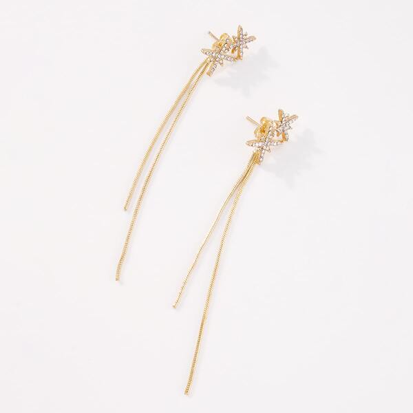 

Rhinestone Decor Earring Jackets, Gold