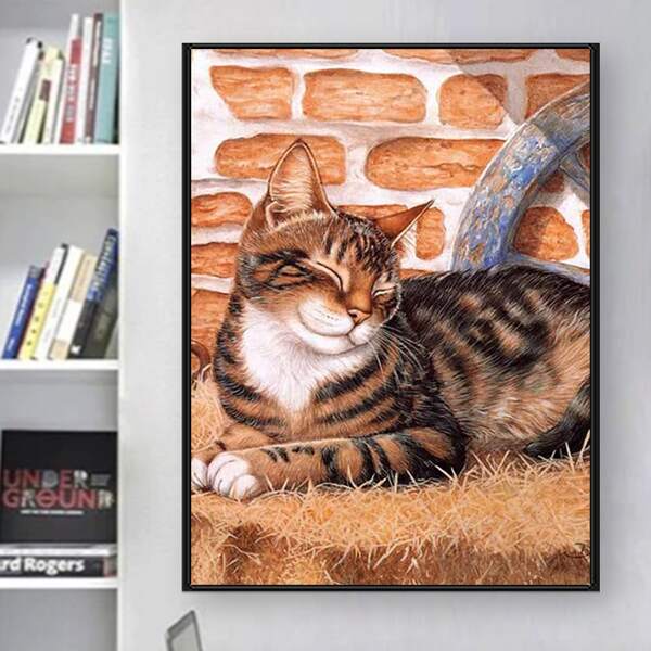 

Cat Print DIY Diamond Unframed Painting, Multicolor