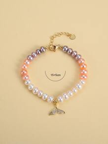 Fish Tail Charm Bracelet - Yellow Gold - View 5