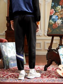 GIISE Men Contrast Panel Drawstring Waist Sweatpants - Multicolor - View 2