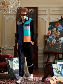 GIISE Men Contrast Panel Drawstring Waist Sweatpants - Multicolor - View 3