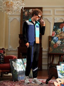 GIISE Men Contrast Panel Drawstring Waist Sweatpants - Multicolor - View 5