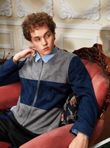 GIISE 男士雙色拉鍊麂皮襯衫 - 彩色 - 查看 5