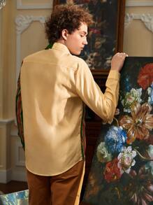 Riana Bastien Men Striped Print Colourblock Shirt - Multicolor - View 2