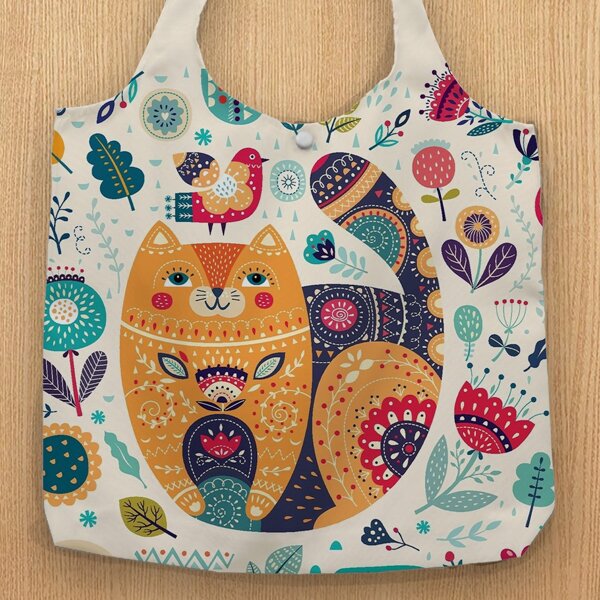 

Cartoon Graphic Shopper Bag, Multicolor