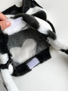 Túi đeo vai mềm mại, mềm mại, sang trọng, hình trái tim mềm mại dành cho nữ, phụ nữ, sinh viên đại học, tân binh và nhân viên văn phòng Đi làm, văn phòng, đi làm, cho mùa thu đông, mùa đông ấm áp, ngoài trời - Đen và trắng - Xem 7