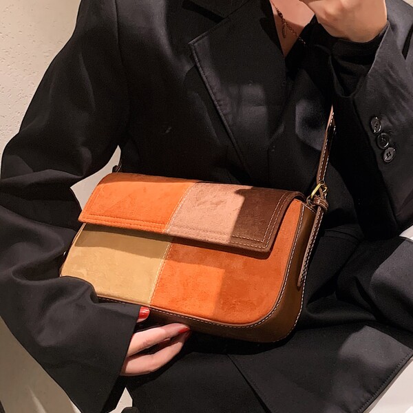 

Colorblock Flap Square Bag, Multicolor