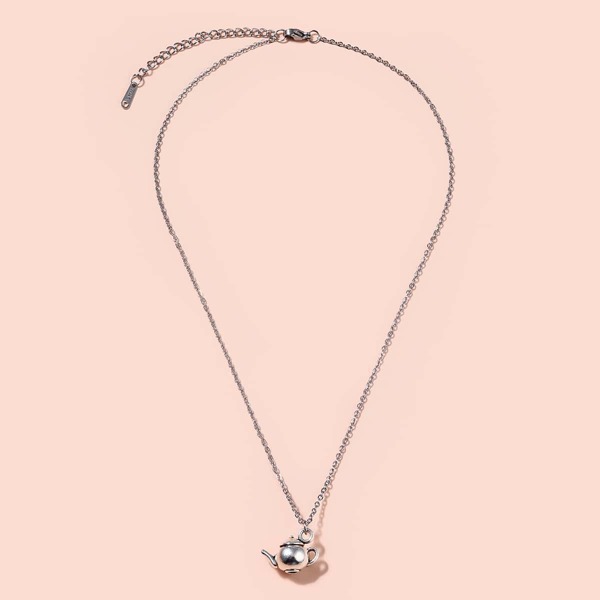 

Teapot Charm Necklace, Silver