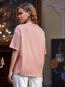 Space Motion Studios Drop Shoulder Cartoon Graphic Tee - Dusty Pink - View 2