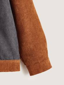 Girls Colour Block Flap Pocket Corduroy Jacket - Multicolor - View 3