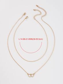 2pcs Heart Charm Necklace - Yellow Gold - View 5