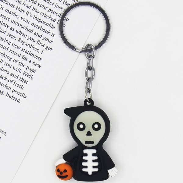 

Halloween Skull Charm Keychain, Black and white