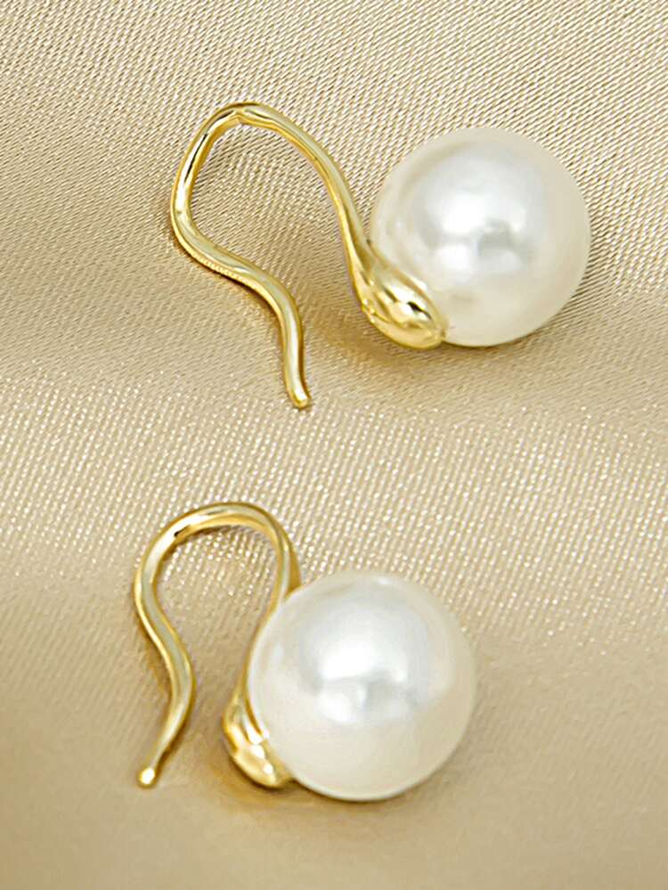 2pairs Faux Pearl Decor Earrings - Multicolor - View 3