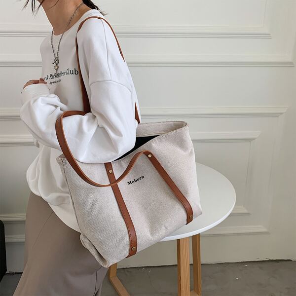 

Minimalist Large Capacity Shoulder Tote Bag, Light grey