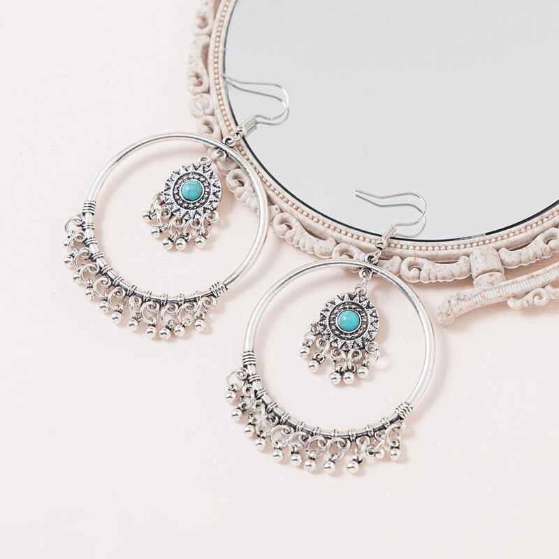 

Bead Tassel Charm Drop Earrings, Multicolor
