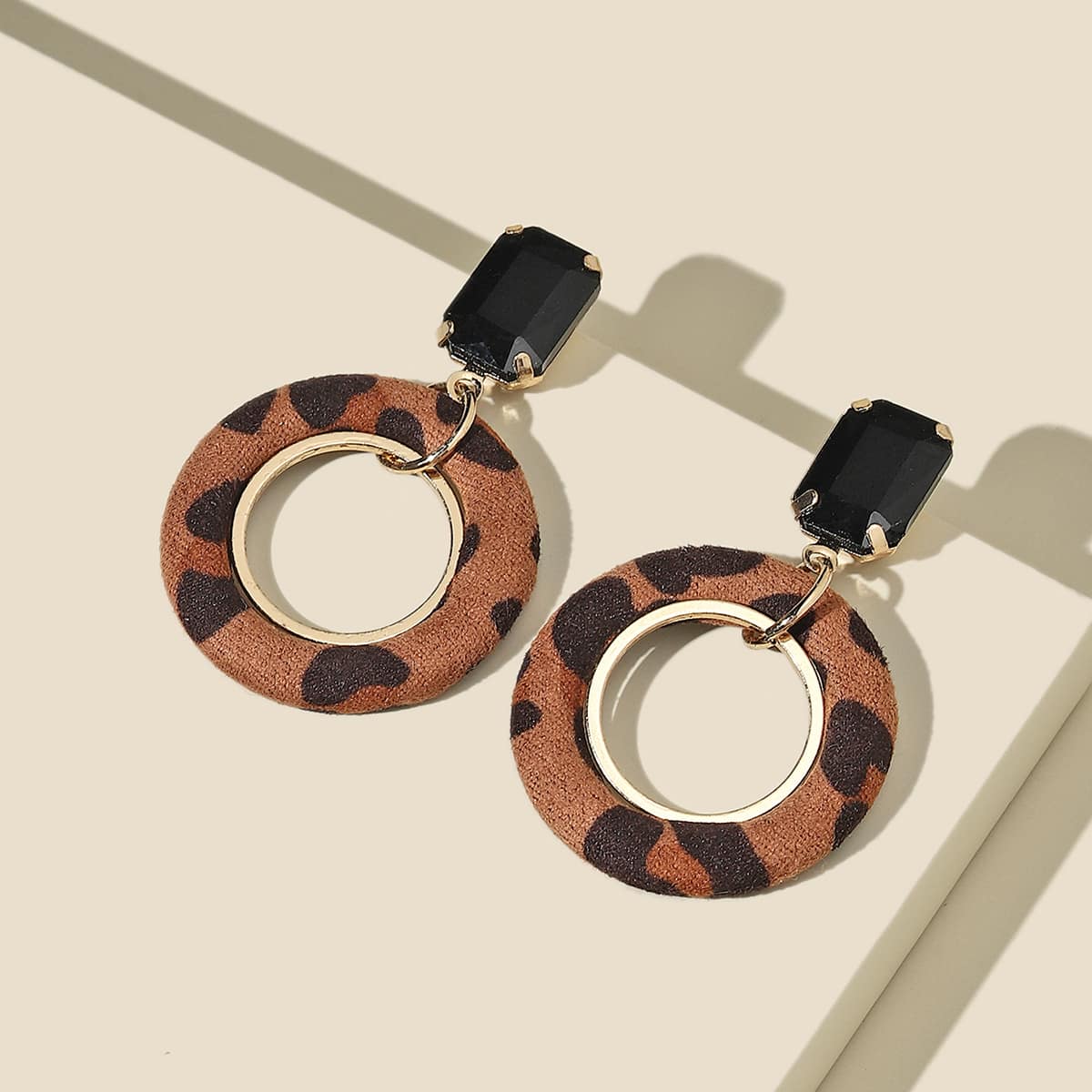 

Leopard Print Ring Drop Earrings, Multicolor