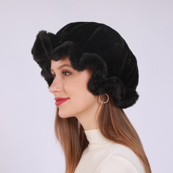 

Solid Fluffy Hat, Black