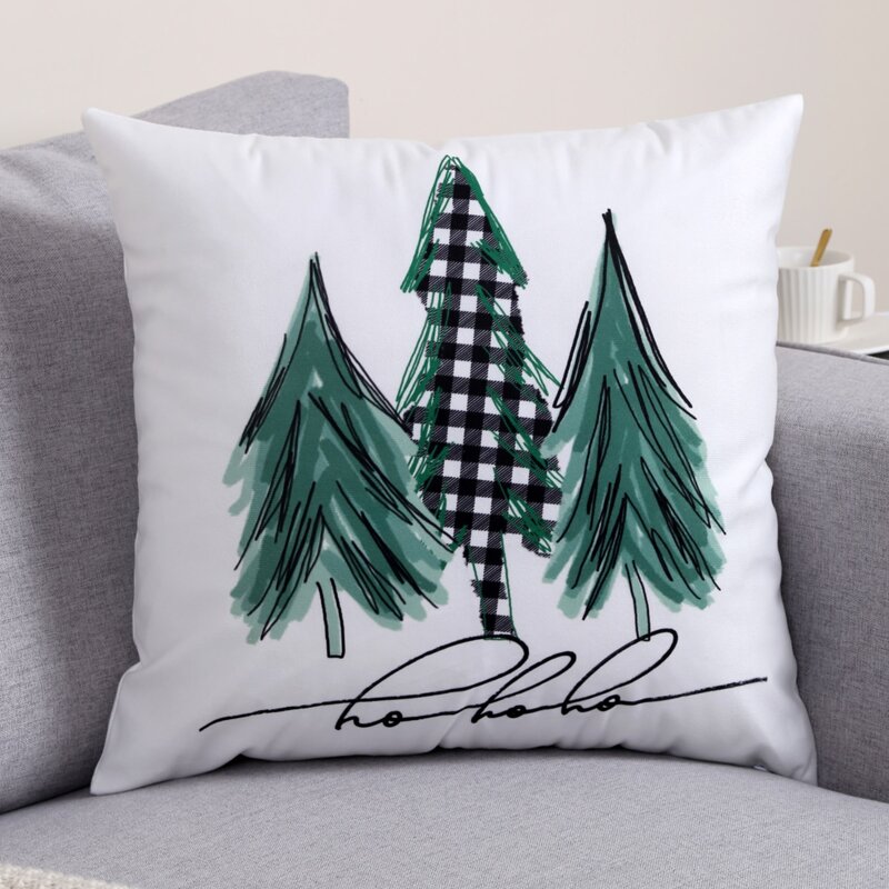 

Christmas Tree Print Cushion Cover Without Filler, Multicolor