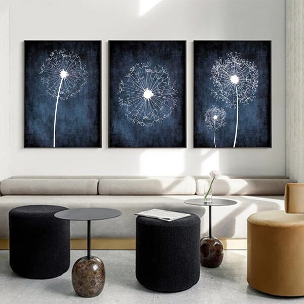 

3pcs Dandelion Print Unframed Painting, Multicolor