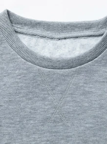 青少年男孩休闲舒适保暖长袖运动衫 - 淺灰色 - 查看 3