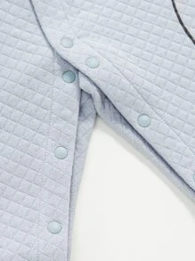 嬰兒1入組卡通和鳳梨印花插肩袖側打結連身褲 - 霧霾藍 - 查看 4