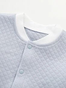 嬰兒1入組卡通和鳳梨印花插肩袖側打結連身褲 - 霧霾藍 - 查看 6