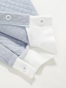 嬰兒1入組卡通和鳳梨印花插肩袖側打結連身褲 - 霧霾藍 - 查看 7