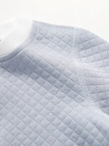 嬰兒1入組卡通和鳳梨印花插肩袖側打結連身褲 - 霧霾藍 - 查看 8