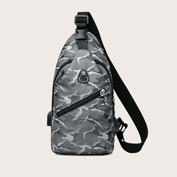 

Men Letter Patch Oxford Sling Bag, Multicolor