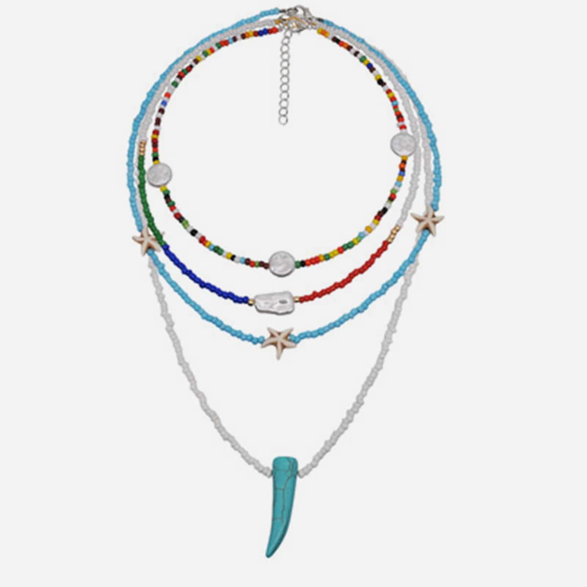 

4pcs Beaded Design Necklace, Green