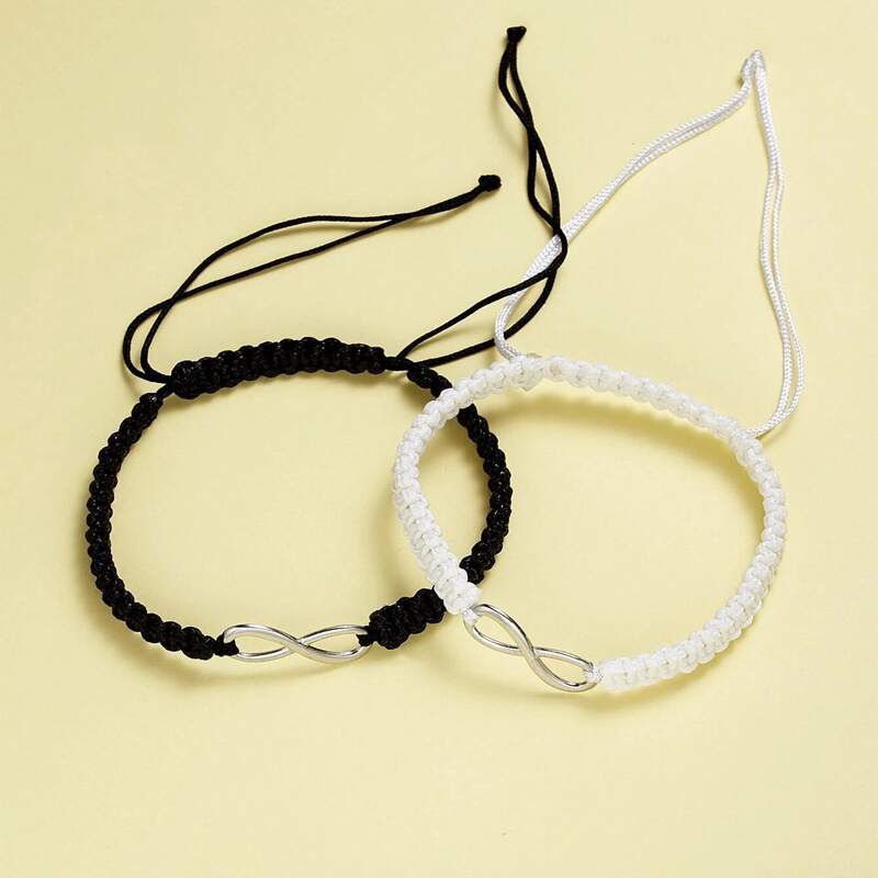 

2pcs Infinity Decor Bracelet, Beige