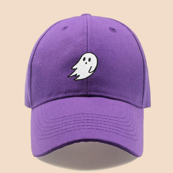 

Ghost Embroidered Baseball Cap, Purple